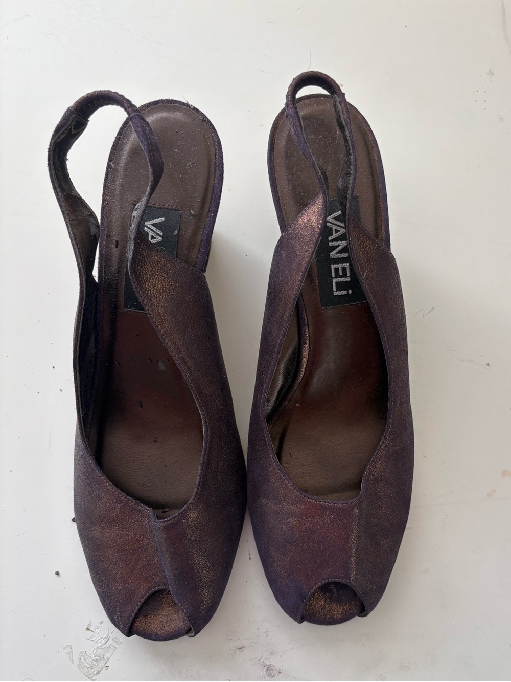 Vaneli Women's Deep Purple Slingback Peep-Toe Heels